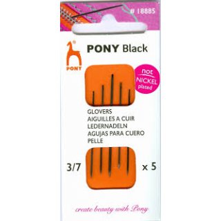 Pony Black Ledernadeln 3-7 schwarzes hr 5 St