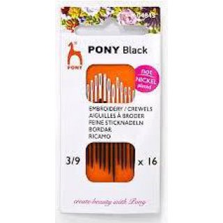Pony Black Sticknadeln fein Strke 3-9 weies hr 16 St