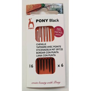 Pony Black Sticknadeln mit Spitze Strke 16 weies hr 6 St