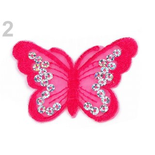 Applikation Schmetterling mit Pailetten pink 2