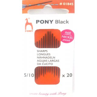 Pony Black Nhnadeln lang Strke 5-10 schwarzes hr 20 St