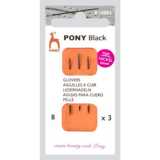 Pony Black Ledernadeln Strke 6-8 schwarzes hr 3 St