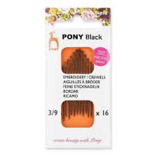 Pony Black Sticknadeln fein Strke 3-9 schwarzes hr 16 St