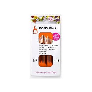 Pony Black Sticknadeln fein Strke 3-9 weies hr 16 St