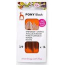Pony Black Sticknadeln fein Stärke 3-9 weißes Öhr 16 St