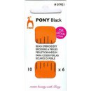 Pony Black Perlsticknadeln Strke 10 schwarzes hr 6 St