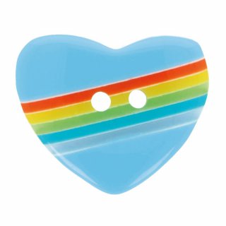 Knopf Herz Regenbogen - 15mm - blau