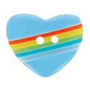 Knopf Herz Regenbogen - 15mm - blau