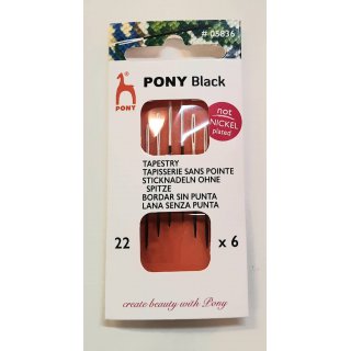 Pony Black Sticknadeln ohne Spitze Stärke 22 weißes Öhr 6 St