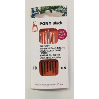 Pony Black Sticknadeln ohne Spitze Stärke 18 weißes Öhr 6 St