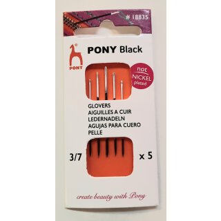 Pony Black Ledernadeln Stärke 3-7 weißes Öhr 5 St