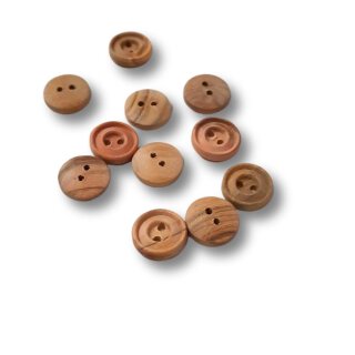 Knopf aus Olivenholz - 2 Löcher mit Ring