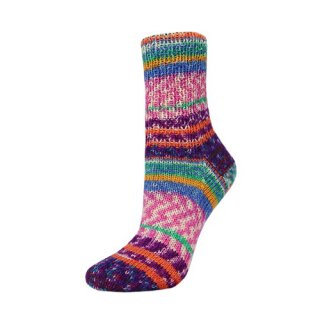 Flotte Socke 4fach Burano apricot-pink-lila-gelb (1886)
